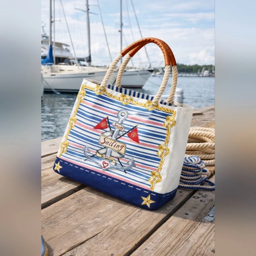 Brighton "Sail Into Summer" Nautical Canvas Tote Bag | NWT | $100 Retail - Picture 3 of 9